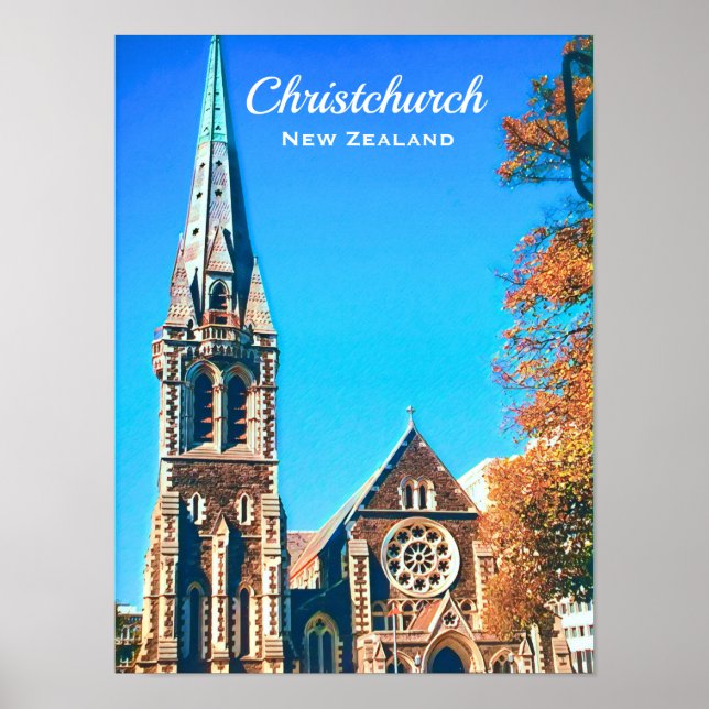 Poster Viagem da Catedral de ChristChurch, Nova Zelândia (Frente)