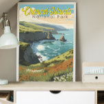 Poster Viagem da Ilustração do Parque Nacional das Ilhas<br><div class="desc">Design de trabalho de arte vetor das Ilhas do Canal. O parque é composto por 5 ilhas ecologicamente ricas ao largo da costa do sul da Califórnia.</div>