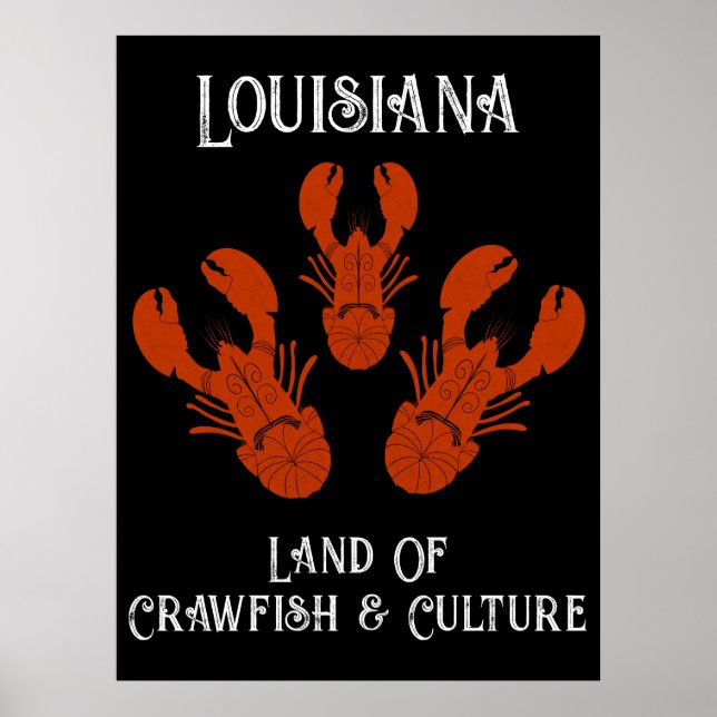 Poster Viagem da Louisiana, lagosta e cultura (Frente)