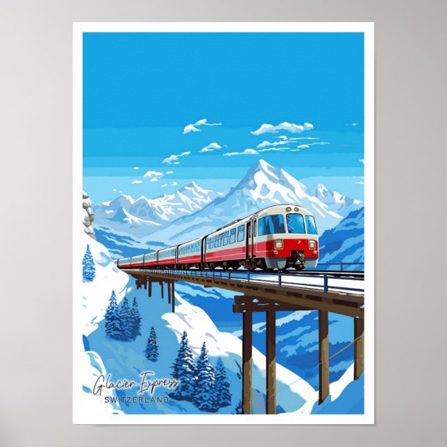 Poster Viagem da Suiça da do Glacier Express (Frente)