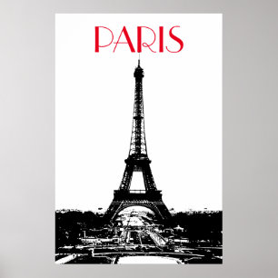 Poster Viagem da Torre Eiffel Torre Eiffel White Preta
