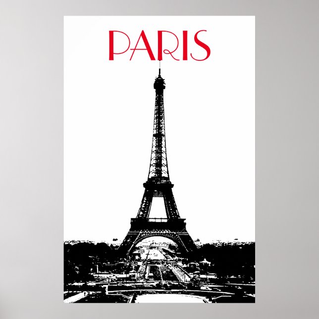 Poster Viagem da Torre Eiffel Torre Eiffel White Preta (Frente)