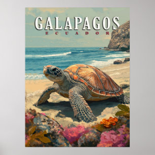 Poster Viagem da Tortura Gigante das Ilhas Galápagos