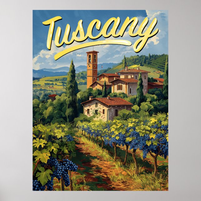 Poster Viagem da Toscânia Vintage (Frente)