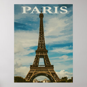 Poster Viagem da Vintage Eiffel Tower Paris Europe