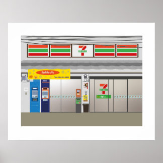 Poster viagem de 7-11 Storefront Bangkok Thailand