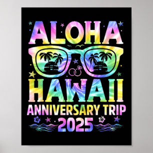 Poster Viagem de Aniversário Aloha Hawaii 2025 Casal Comb