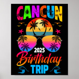 Poster Viagem de Aniversário Cancun 2025 Solteiros Verão 