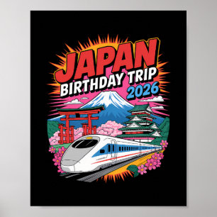 Poster Viagem de Aniversário Japão 2026 Tóquio Osaka Flor
