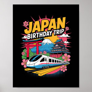 Poster Viagem de Aniversário Japão Tóquio Osaka Nagoya Fl