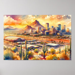 Poster Viagem de Arizona de Phoenix coloca aquarela
