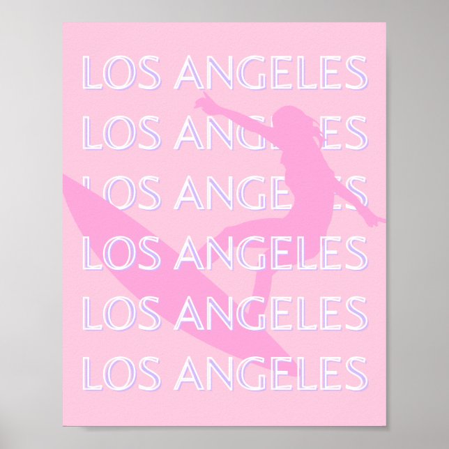 Poster Viagem de Arte de Los Angeles, Califórnia, rosa, p (Frente)