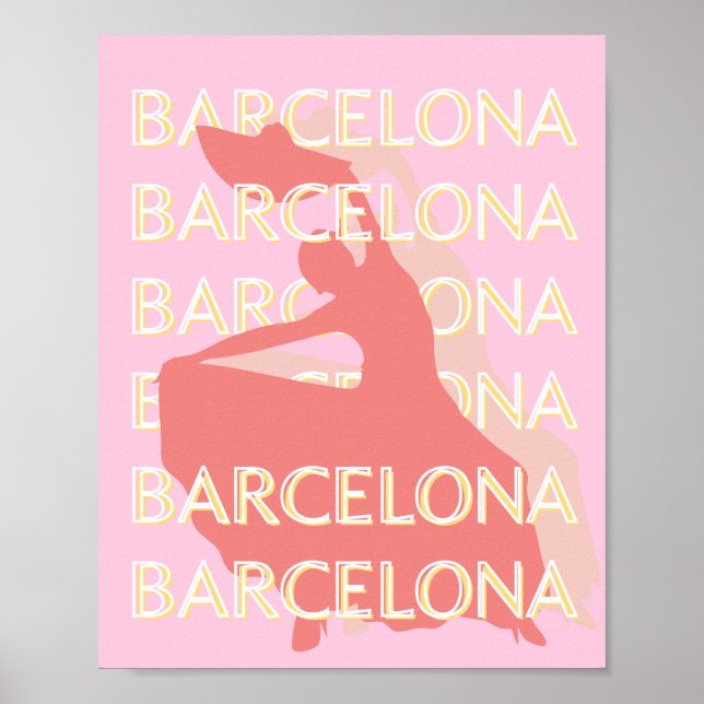 Poster Viagem de Barcelona, Rosa, Pastel (Frente)