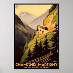 Pôster Viagem de Chamonix-Martigny do vintage