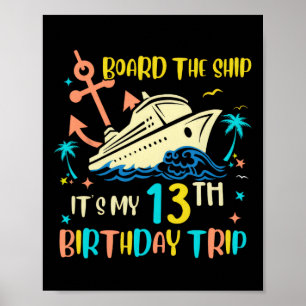 Poster Viagem de cruzeiro de aniversário de 13 anos, dive