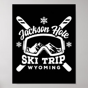 Poster Viagem de Esqui Jackson Hole Wyoming Grupo de Neve