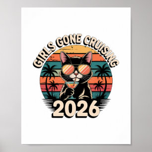 Poster Viagem de Férias de Gato Engraçado Garotas Foram E