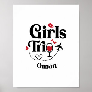 Poster Viagem de garotas de vinho fofo Omã Viagem Férias 