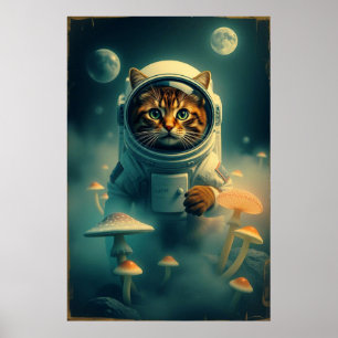 Poster Viagem de Gatos Cósmicos: Sonhos de Espaço Retroat