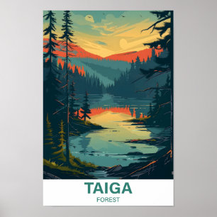 Poster Viagem de Ilustração da Floresta Taiga