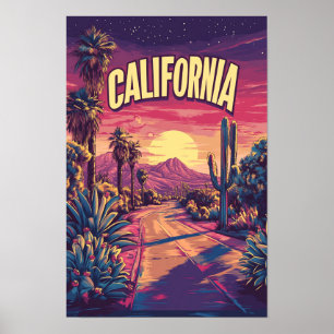 Poster Viagem de Ilustração de Arte da Califórnia EUA
