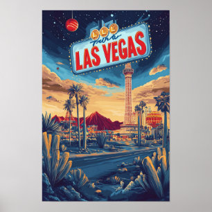 Poster Viagem de Ilustração de Arte de Las Vegas USA