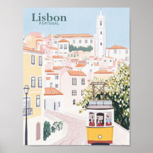 Poster Viagem de Ilustração de Pintura em Gouache em Port
