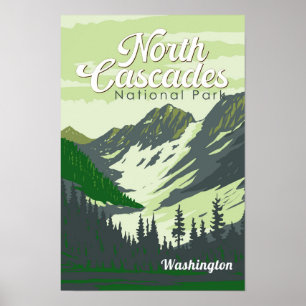 Poster Viagem de Ilustração do Parque Nacional de Cascade
