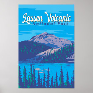 Poster Viagem de Ilustração do Parque Nacional Vulcânico