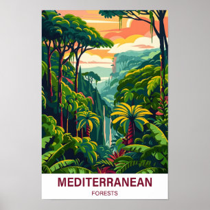 Poster Viagem de Ilustração Florestal Mediterrânica