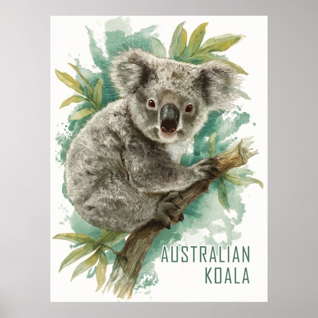 Poster Viagem de Koala Australiano Vintage (Frente)
