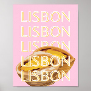 Poster Viagem de Lisboa, Portugal, Viagem de arte, rosa