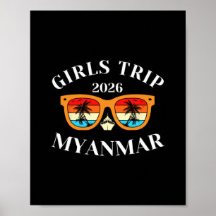 Poster Viagem de Meninas 2026 Myanmar Férias de Primavera