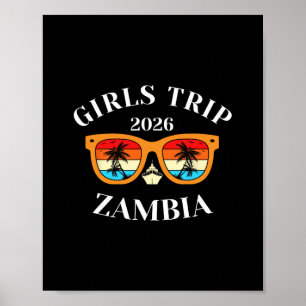 Poster Viagem de Meninas 2026 Zâmbia Férias de Primavera