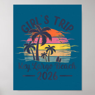 Poster Viagem de Meninas à Praia de Key Largo Vintage