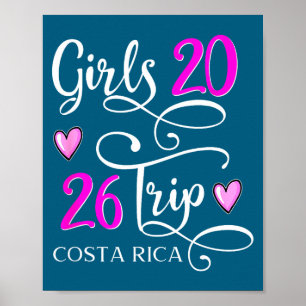 Poster Viagem de Meninas Costa Rica Férias Praia