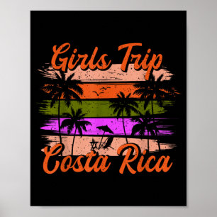 Poster viagem de meninas da Costa Rica, férias de verão c
