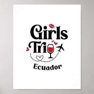 Poster Viagem de meninas de vinho fofo Equador Viagem Fér