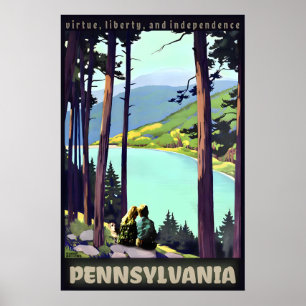 Poster Viagem de menino, menina e cachorro na Pennsylvani