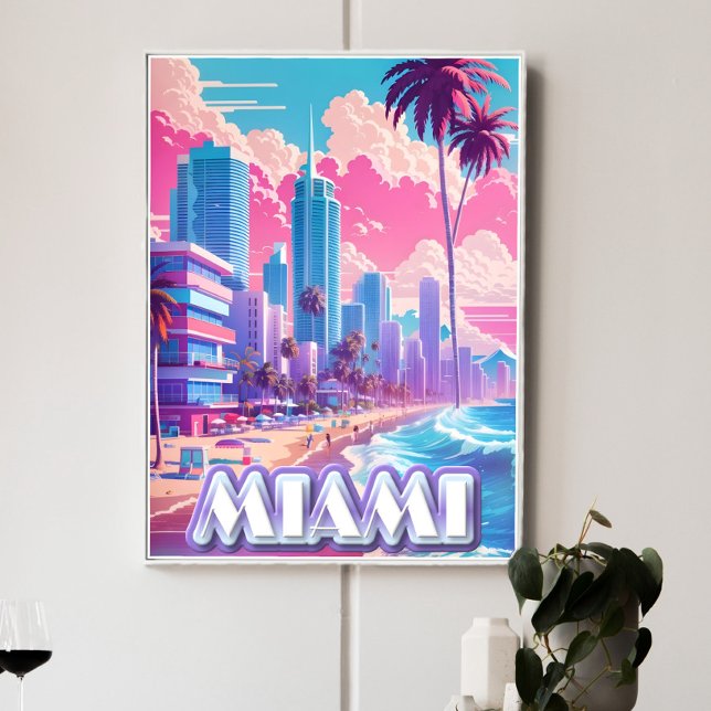 Pôster Viagem de Miami Vaporwave (Criador carregado)