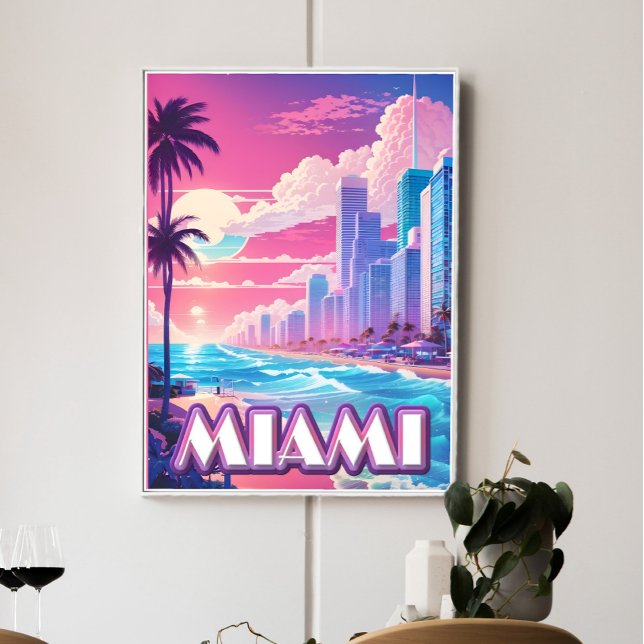 Pôster Viagem de Miami Vaporwave (Criador carregado)