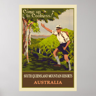 Poster Viagem de Montanha Vintage da Austrália