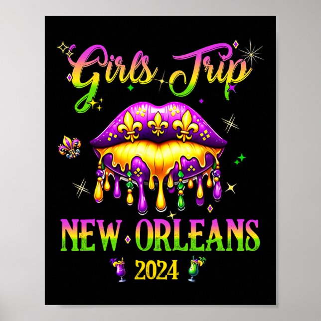 Poster Viagem de Nova Orleans para raparigas 2024 Mardi G (Frente)