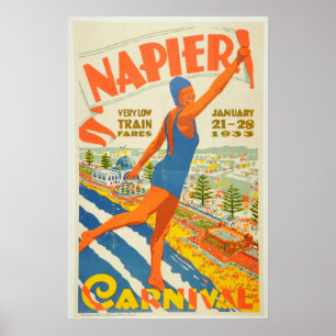 Pôster Viagem de Nova Zelândia do carnaval de Napier do