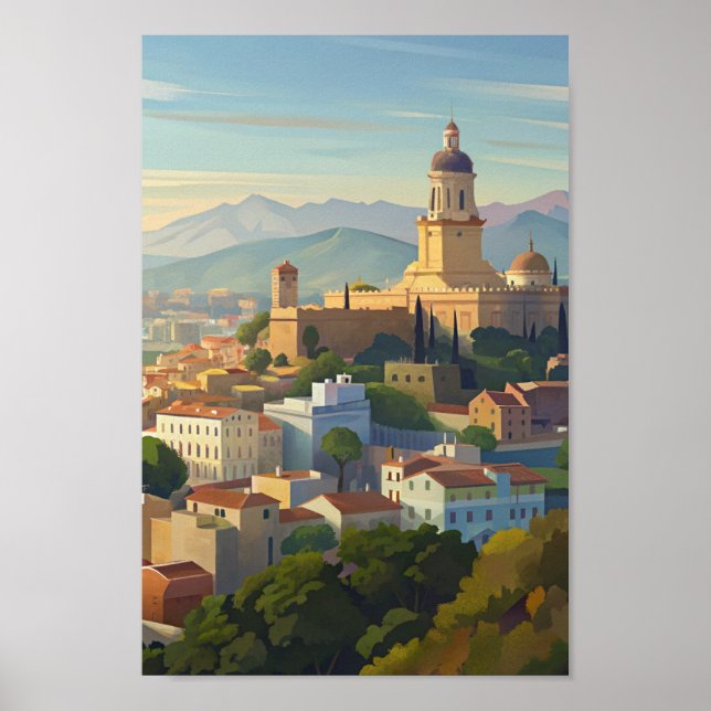 Poster Viagem de paisagem Espanha de Málaga (Frente)