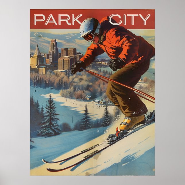 Poster Viagem de Park City inspirada na Vintage (Frente)