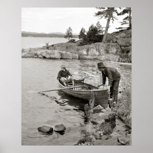 Poster Viagem de pesca da baía do peixe branco, 1906.