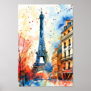 Poster Viagem de pintura por aquarela Paris França