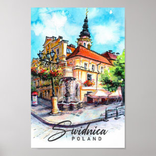 Poster Viagem de pintura por aquarela Polônia Swidnica