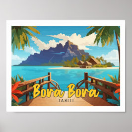 Poster Viagem de Pop de Arte Bora Bora Tahiti